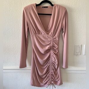 Zara Blush Long Sleeve Ruched Dress
